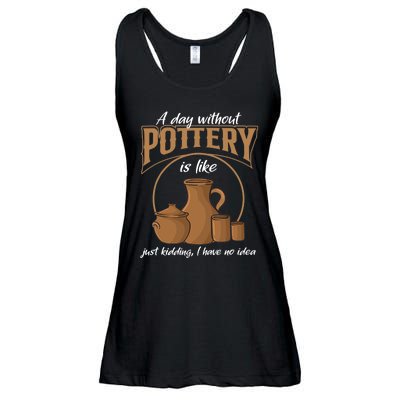 A Day Without Pottery Is Like Just Kidding, I Have No Idea. Ladies Essential Flowy Tank