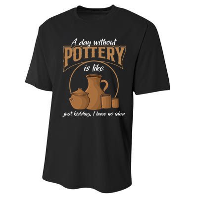 A Day Without Pottery Is Like Just Kidding, I Have No Idea. Performance Sprint T-Shirt