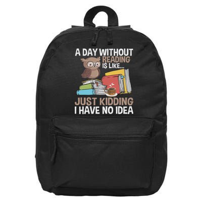 A Day Without Reading Bookworm 16 in Basic Backpack