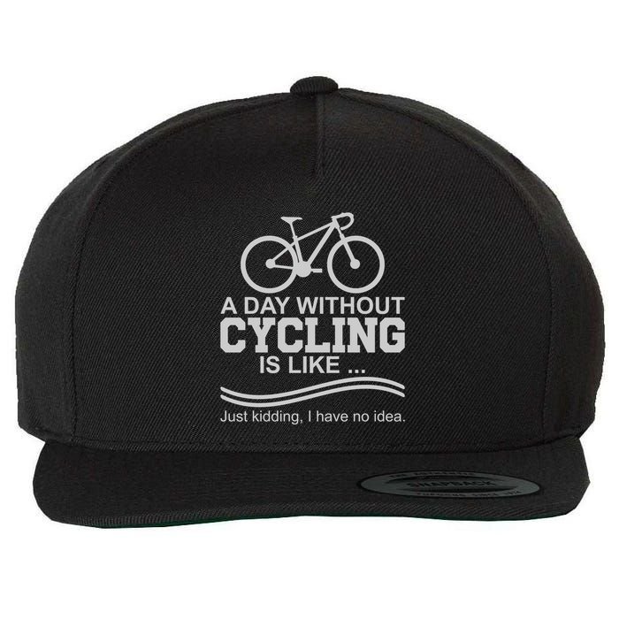 A Day Without Cycling Is Like Just Kidding I Have No Idea Gift Wool Snapback Cap