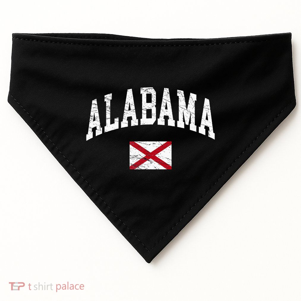 Alabama Distressed Worn Design Flag Of Alabama Classic USA-Made Doggie Bandana