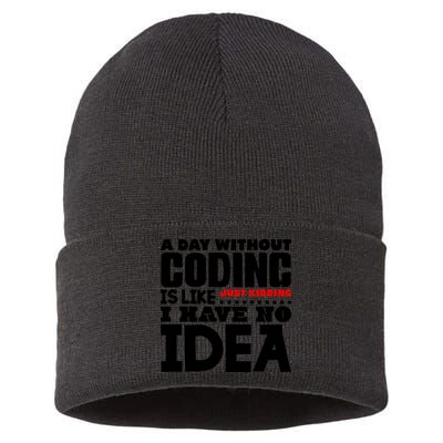 A Day Without Coding Sustainable Knit Beanie