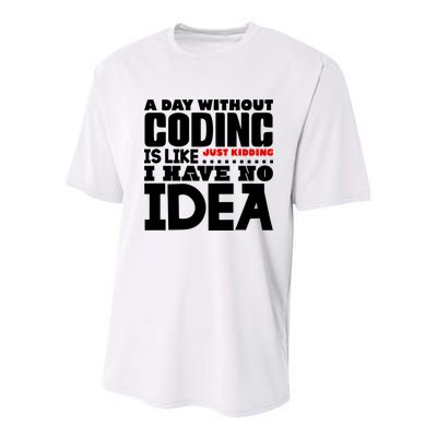 A Day Without Coding Youth Performance Sprint T-Shirt