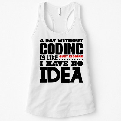 A Day Without Coding Women's Racerback Tank