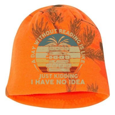 A Day Without Reading Is Like Book Lover Book Nerd Librarian Gift Kati - Camo Knit Beanie