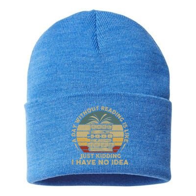 A Day Without Reading Is Like Book Lover Book Nerd Librarian Gift Sustainable Knit Beanie