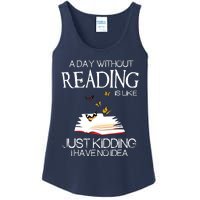 A Day Without Reading Is Like.. Funny Bookworm Ladies Essential Tank