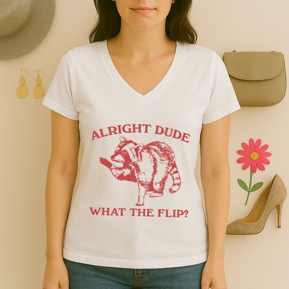 Alright Dude What The Flip Women's V-Neck T-Shirt