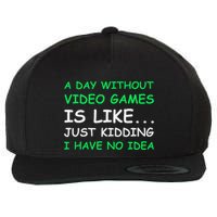 A Day Without Video Games Funny Video Gamer Gift Wool Snapback Cap