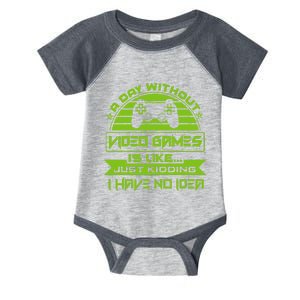 A Day Without Video Games Is Like Just Kidding I Have No Idea Infant Baby Jersey Bodysuit