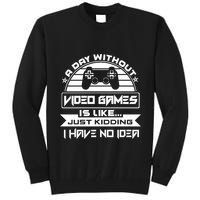 A Day Without Video Games Is Like Just Kidding I Have No Idea Tall Sweatshirt
