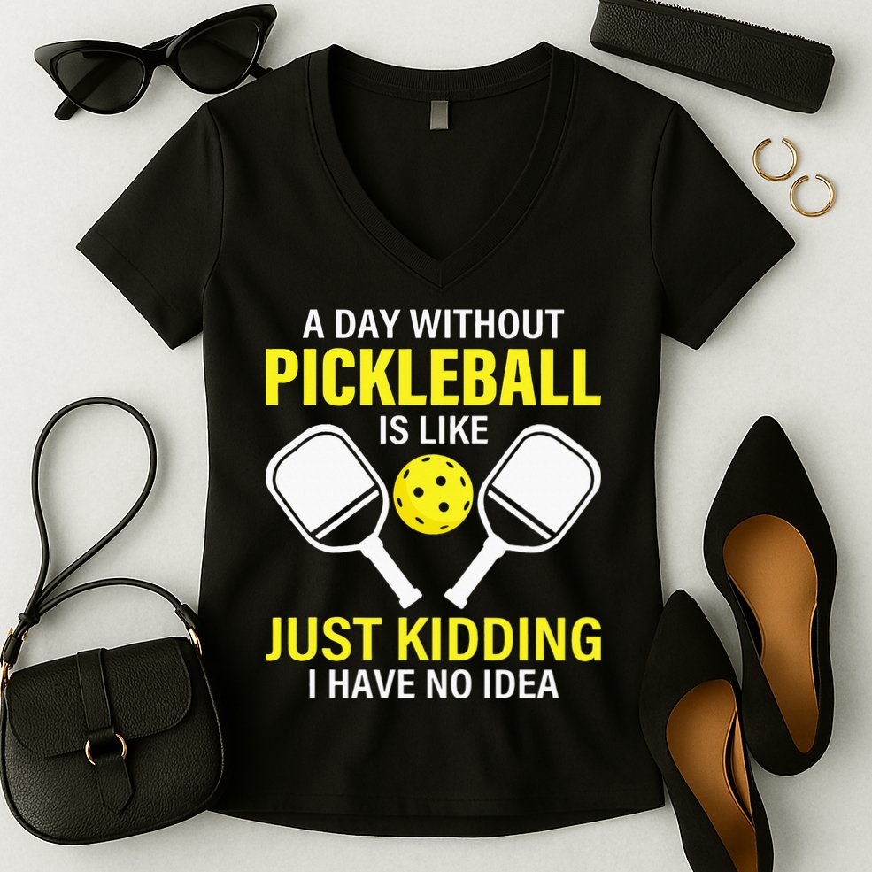 A Day Without Pickleball is Like Pickleball Dink Player Women's V-Neck T-Shirt
