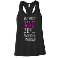 A Day Without Dance Is Like Gift Funny Dance Women's Racerback Tank