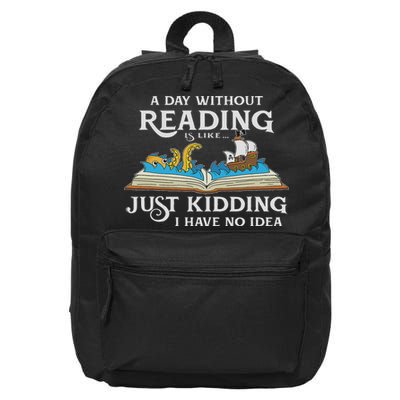 A Day Without Reading Is Like Book Lover Gift & Reading 16 in Basic Backpack