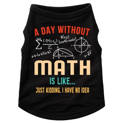 A Day Without Math Is Like Math Student Math Teacher Gift Doggie Tank