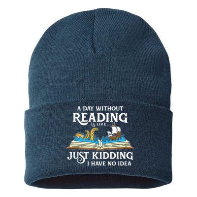 A Day Without Reading Is Like Book Lover Gift & Reading Sustainable Knit Beanie