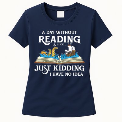 A Day Without Reading Is Like Book Lover Gift & Reading Womens T-Shirt