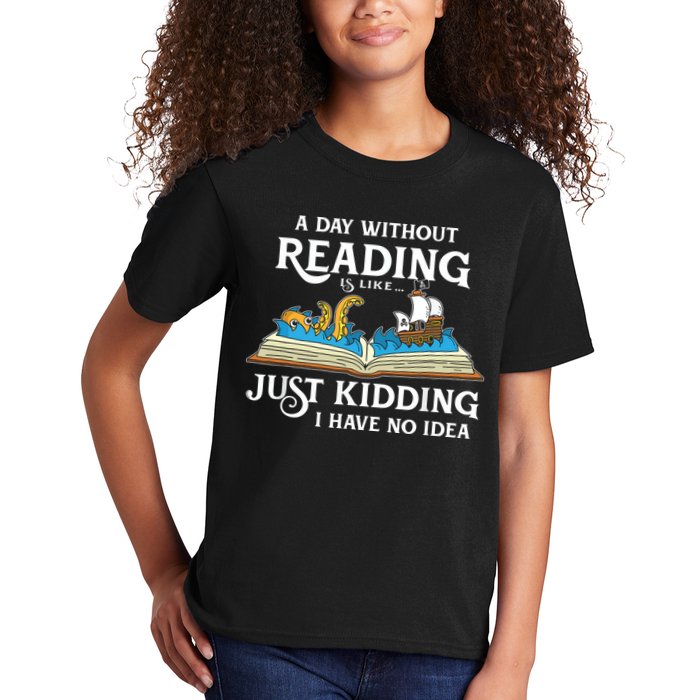 A Day Without Reading Is Like Book Lover Gift & Reading Kids T-Shirt
