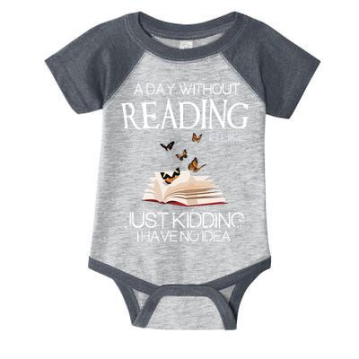 A Day Without Reading Is Like, Book Lover Gift & Reading Infant Baby Jersey Bodysuit