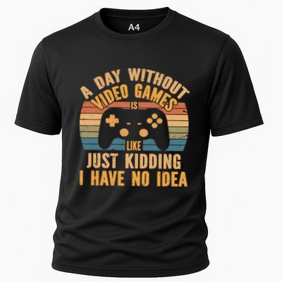A Day Without Video Games Is Like Just Ding Gaming Retro Gift Cooling Performance Crew T-Shirt