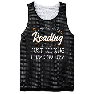 A Day Without Reading Lover Book Literature Bookworm Hobby Mesh Reversible Basketball Jersey Tank