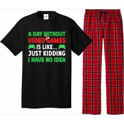 A Day Without Video Games Funny Video Gamer Christmas Funny Pajama Set