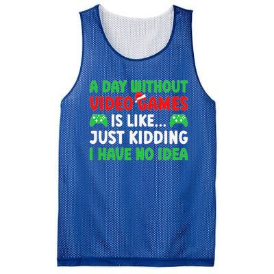 A Day Without Video Games Funny Video Gamer Christmas Funny Mesh Reversible Basketball Jersey Tank