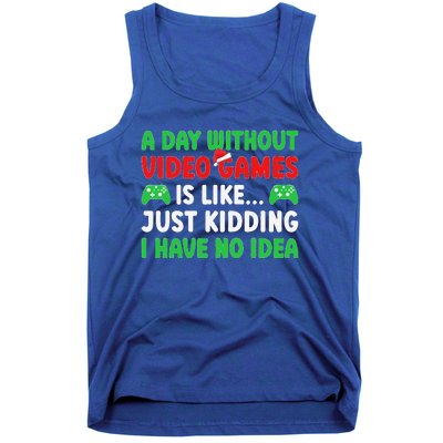 A Day Without Video Games Funny Video Gamer Christmas Funny Tank Top