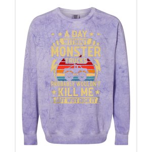 A Day Without Monster Trucks Colorblast Crewneck Sweatshirt