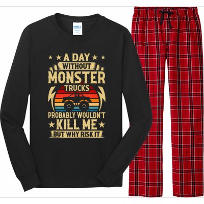 A Day Without Monster Trucks Long Sleeve Pajama Set