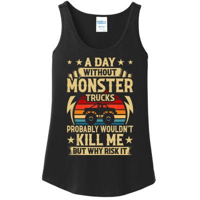 A Day Without Monster Trucks Ladies Essential Tank