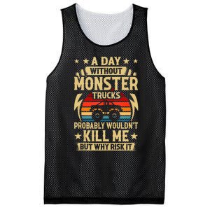 A Day Without Monster Trucks Mesh Reversible Basketball Jersey Tank