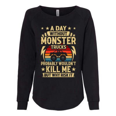 A Day Without Monster Trucks Womens California Wash Sweatshirt