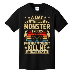 A Day Without Monster Trucks Kids T-Shirt