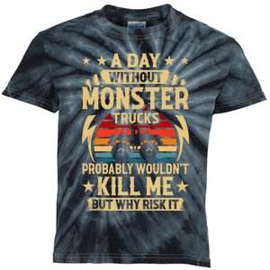 A Day Without Monster Trucks Kids Tie-Dye T-Shirt