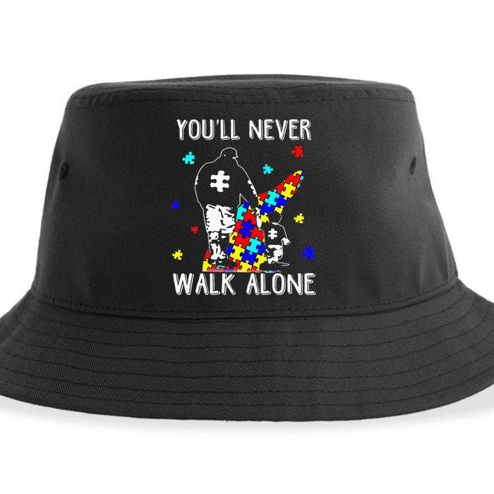 Autism Dad You Will Never Walk-Alone Support Autism Son Sustainable Bucket Hat