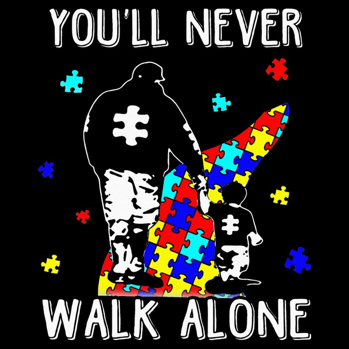 Autism Dad You Will Never Walk-Alone Support Autism Son Sustainable Bucket Hat