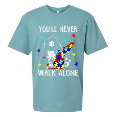 Autism Dad You Will Never Walk-Alone Support Autism Son Sueded Cloud Jersey T-Shirt