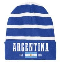 Argentina Est 1816 Argentinian Flag Pride Vintage Argentina Gift Striped Beanie with Solid Band