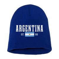 Argentina Est 1816 Argentinian Flag Pride Vintage Argentina Gift Short Acrylic Beanie