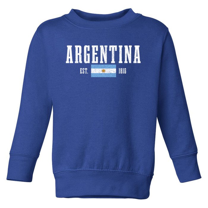 Argentina Est 1816 Argentinian Flag Pride Vintage Argentina Gift Toddler Sweatshirt