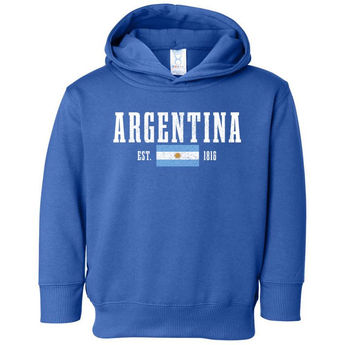 Argentina Est 1816 Argentinian Flag Pride Vintage Argentina Gift Toddler Hoodie