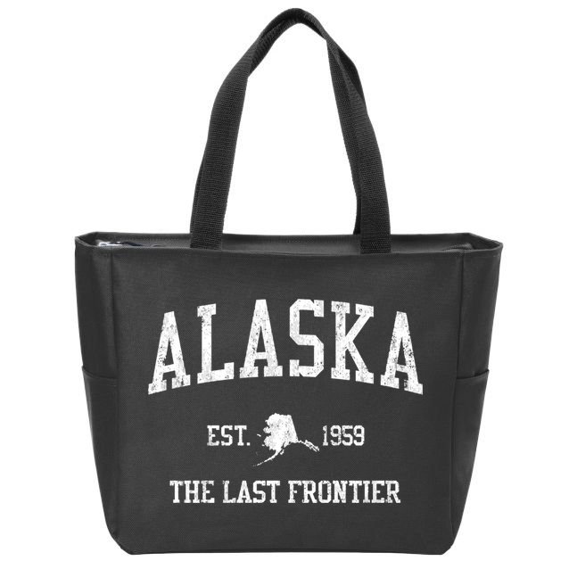 Alaska Est 1959 The Last Frontier Vintage Sports Design Zip Tote Bag