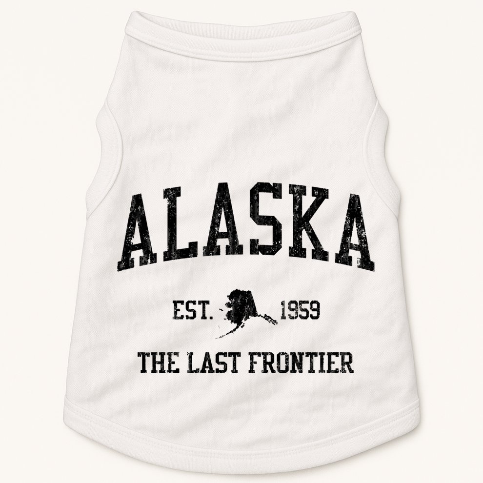 Alaska Est 1959 The Last Frontier Vintage Sports Design Doggie Tank