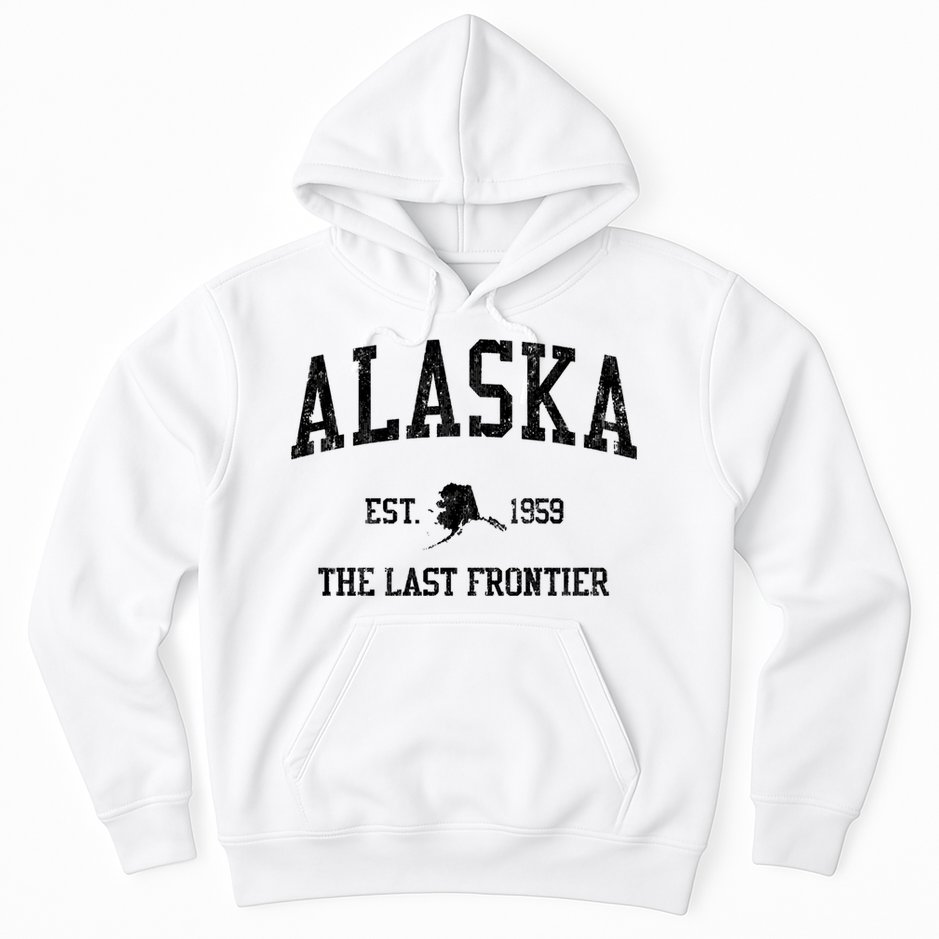 Alaska Est 1959 The Last Frontier Vintage Sports Design Hoodie