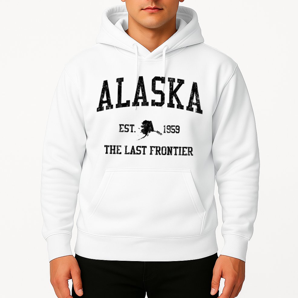 Alaska Est 1959 The Last Frontier Vintage Sports Design Hoodie