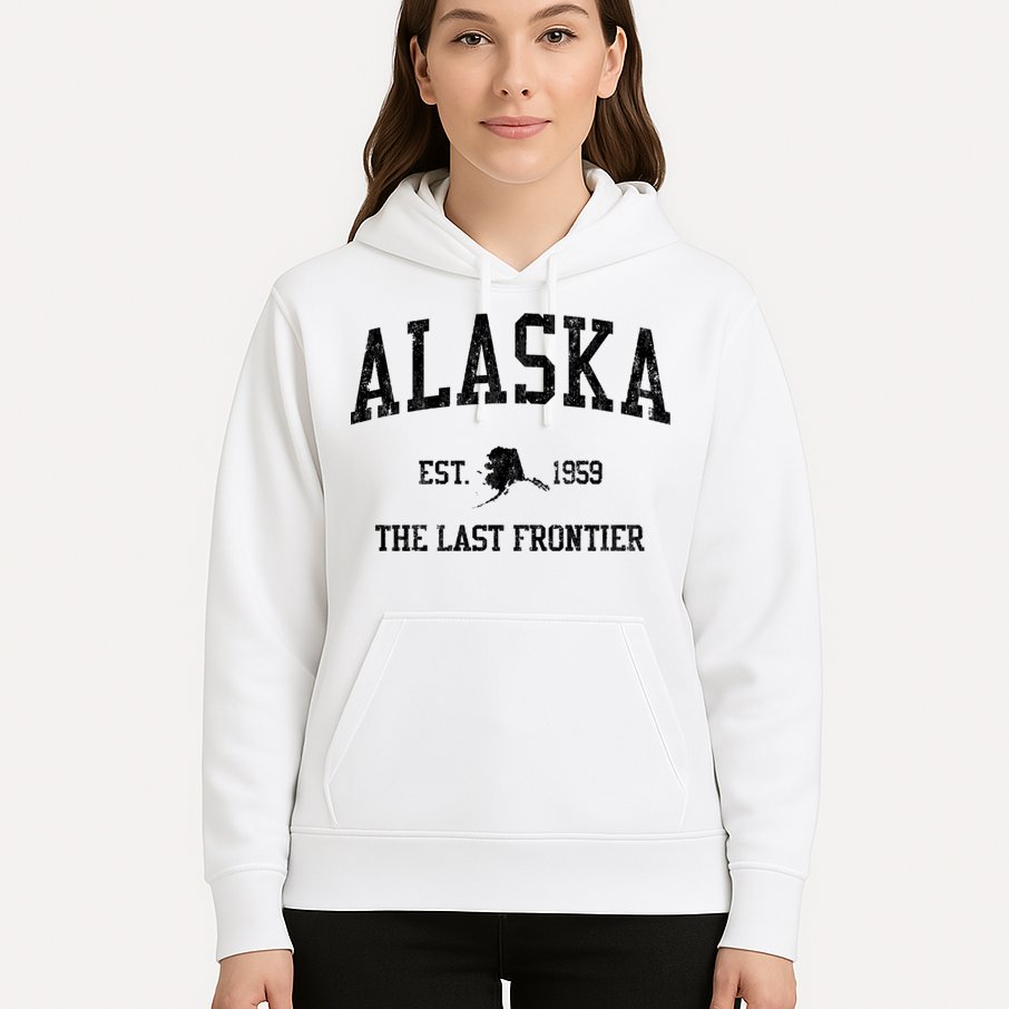 Alaska Est 1959 The Last Frontier Vintage Sports Design Hoodie