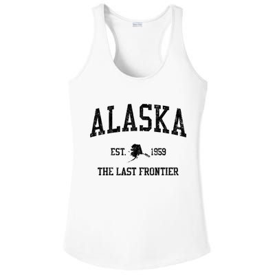 Alaska Est 1959 The Last Frontier Vintage Sports Design Ladies PosiCharge Competitor Racerback Tank