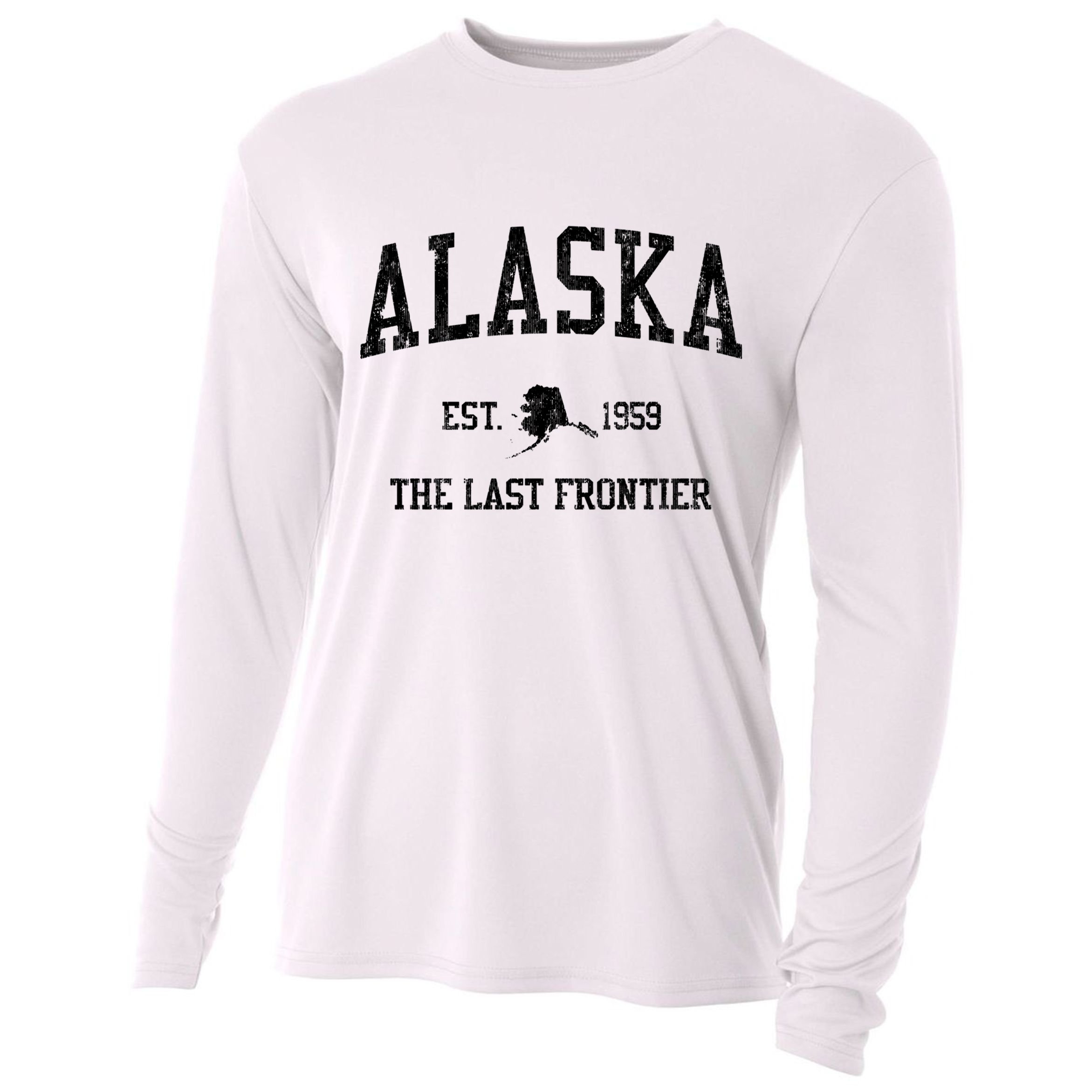 Alaska Est 1959 The Last Frontier Vintage Sports Design Cooling Performance Long Sleeve Crew