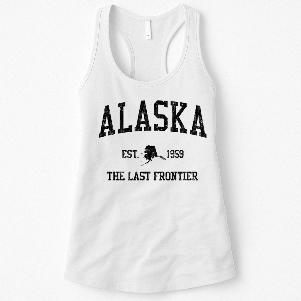 Alaska Est 1959 The Last Frontier Vintage Sports Design Womens Tank Top
